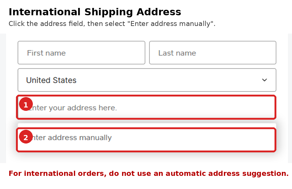 Click the Square Checkout address field and select Enter address manually.